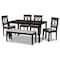 Baxton Studio Bennett Grey Upholstered and Dark Brown Wood 6-Piece Dining Set 172-9400-10915-10519 - alternate 1